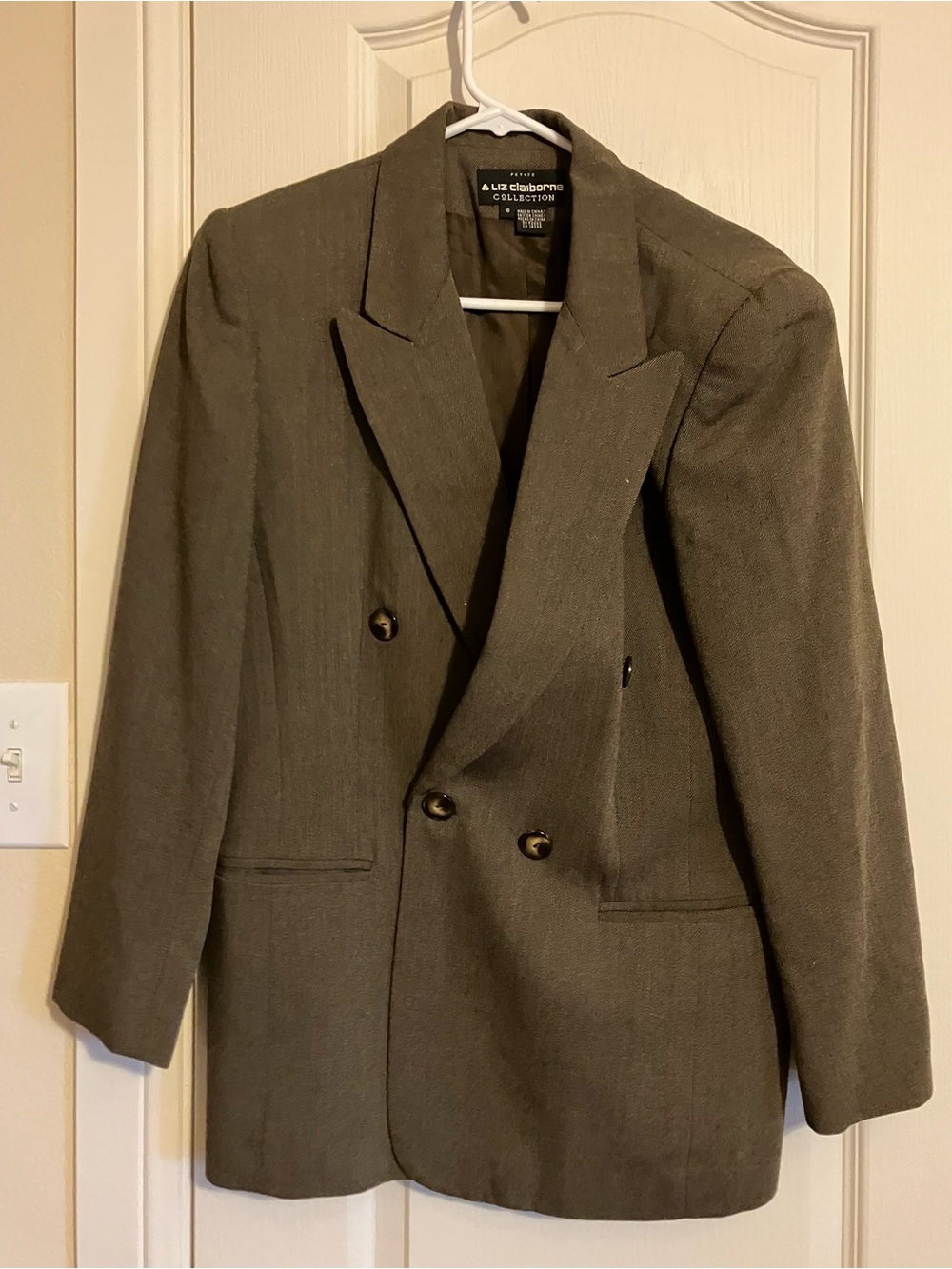 Liz Claiborne Olive Green Double-Breasted Blazer